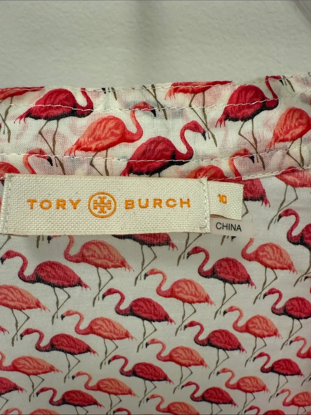 Tory Burch Pink Flamingo-Print Long Sleeve Tunic